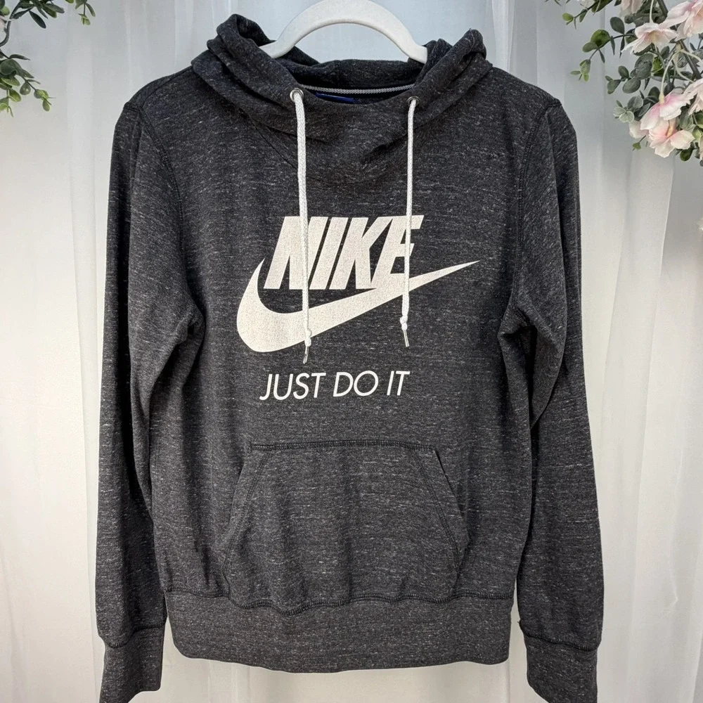 NIKE Workout / Running Hoodie Kids L  Heather Gray ~ JUST DO IT